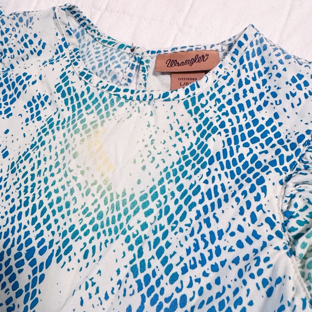 Wrangler Girls Dress LARGE Snake‎ Print Ruffle Sleeve Western Multicolored EUC - Picture 3 of 8